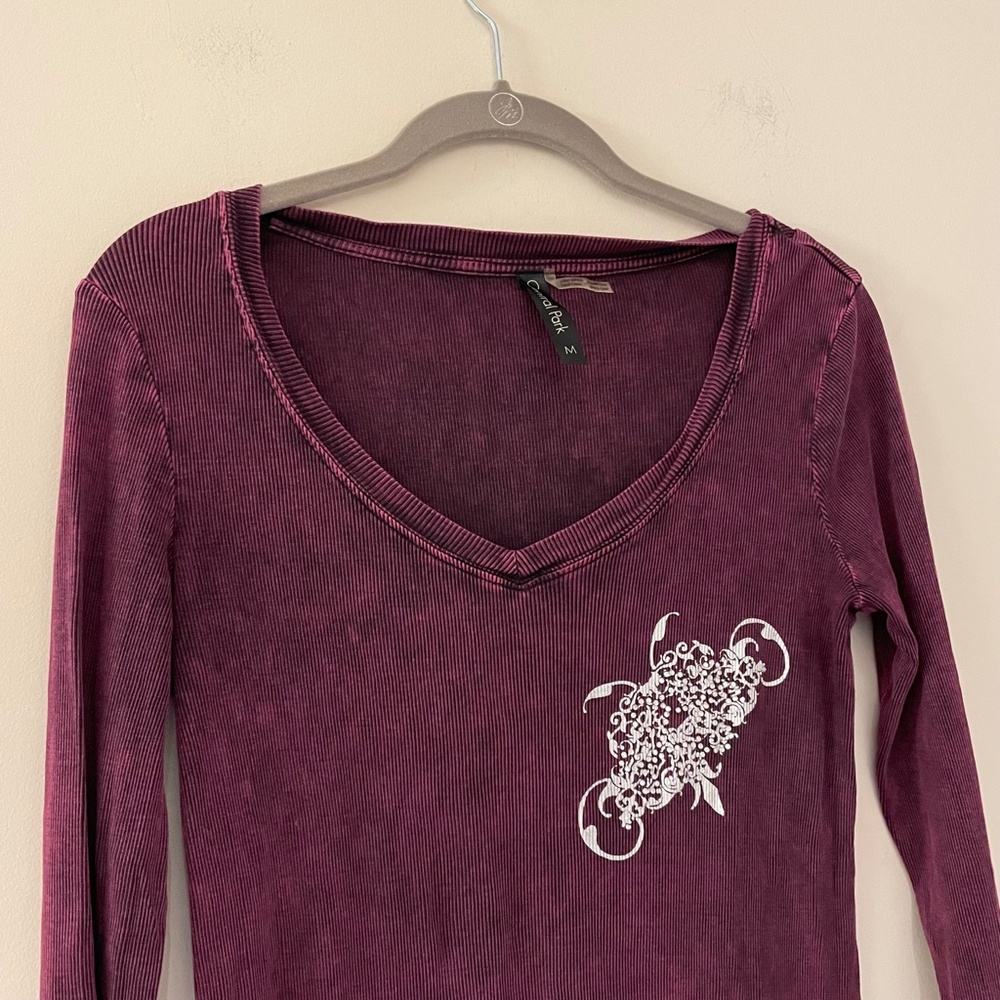 Y2K Central Park Women Medium Top Fitted Ribbed Whimsigoth Distressed  Grunge